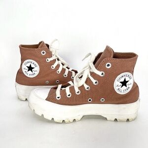 Converse Chuck Taylor High Top Lugged Shoes Sneakers Rose & White - Women’s 6.5